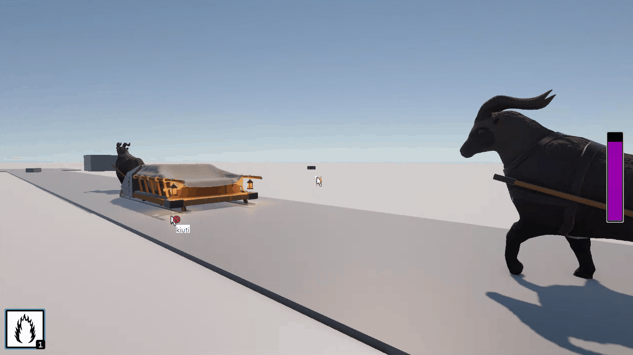 Gif of the gaquk walking in Unity with the sled