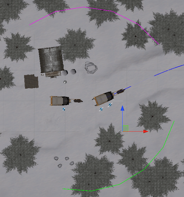 Screenshot of the Glimmerstalker Harassment Point arcs around the Caravan