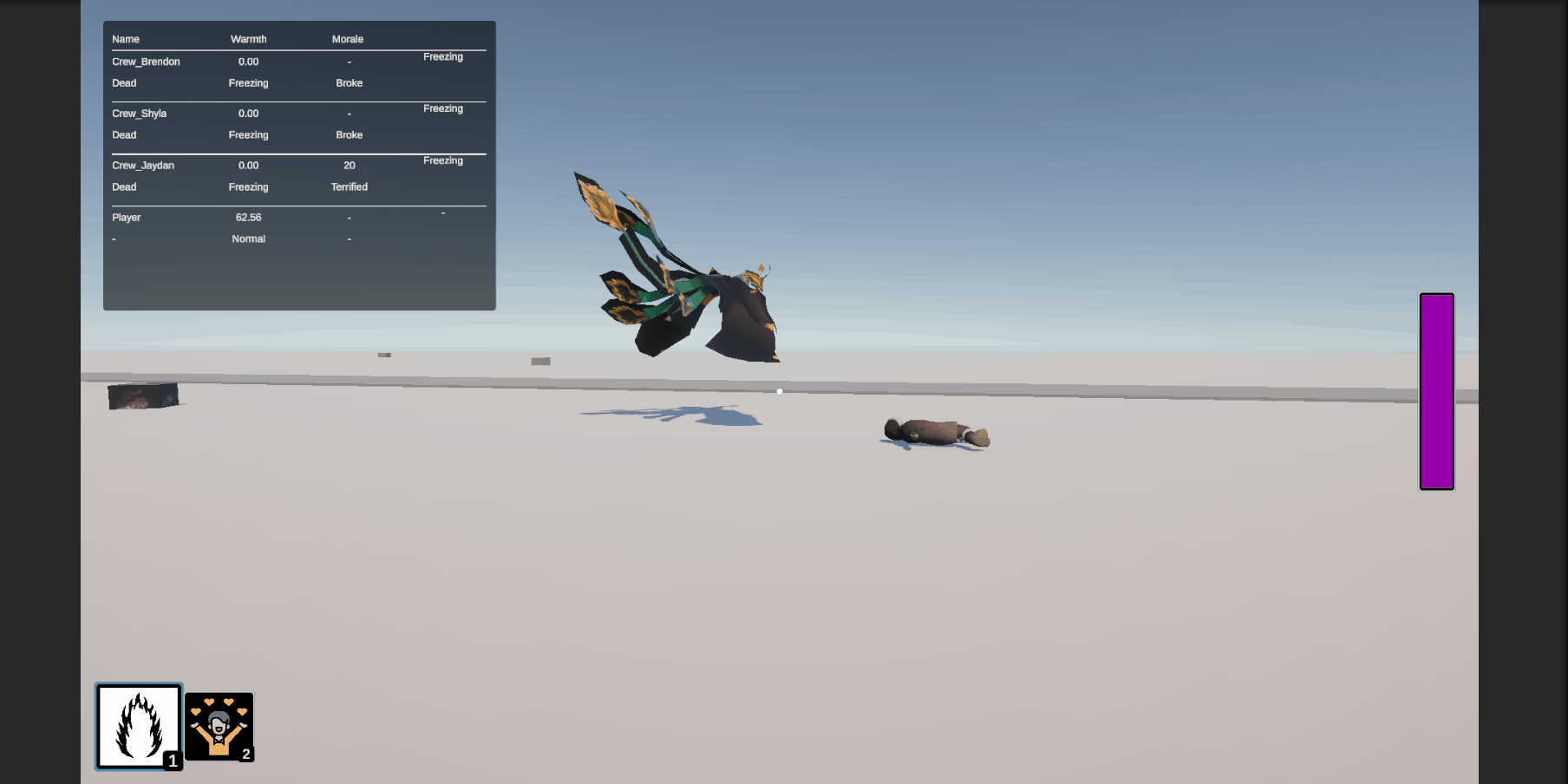 Gif of the Glimmerstalker pushing the body of a Crew member along the ground after they died