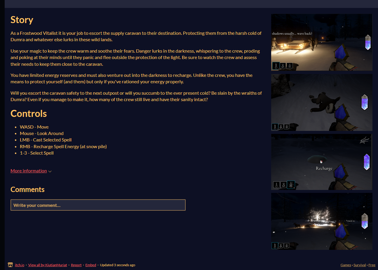 Screenshot of the new description on the Itch page