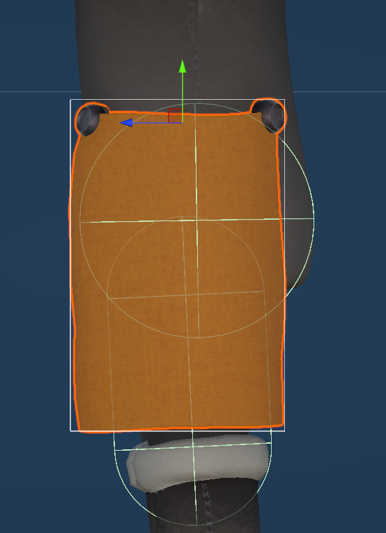 Screenshot of the cloth colliders for the cape