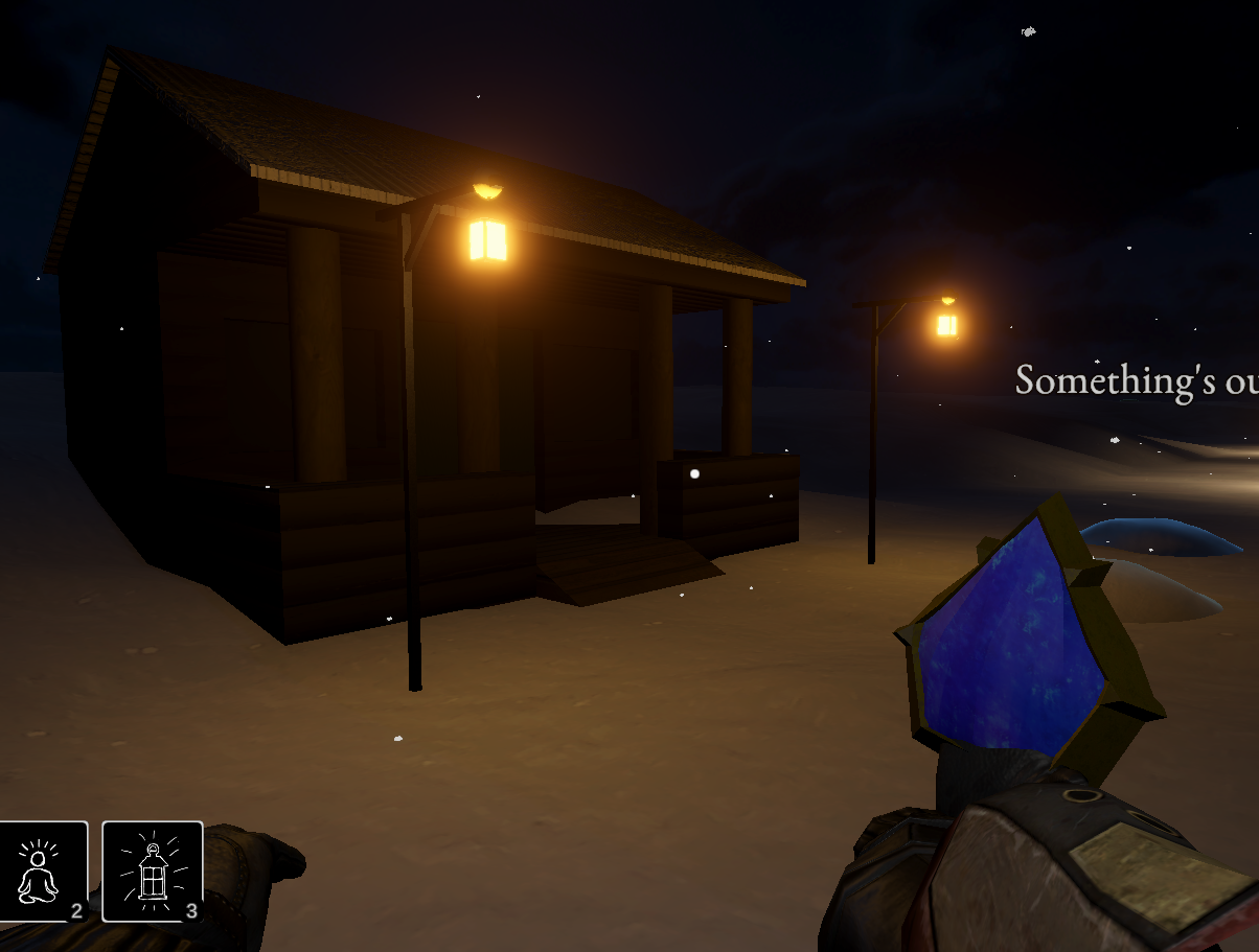 Screenshot of the starting outpost to show off the night atmosphere