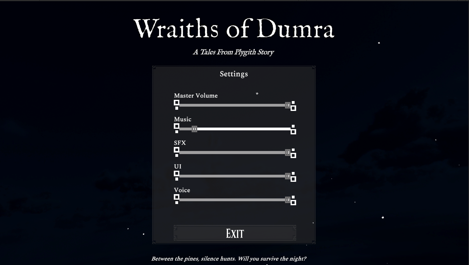 Screenshot of the full settings screen