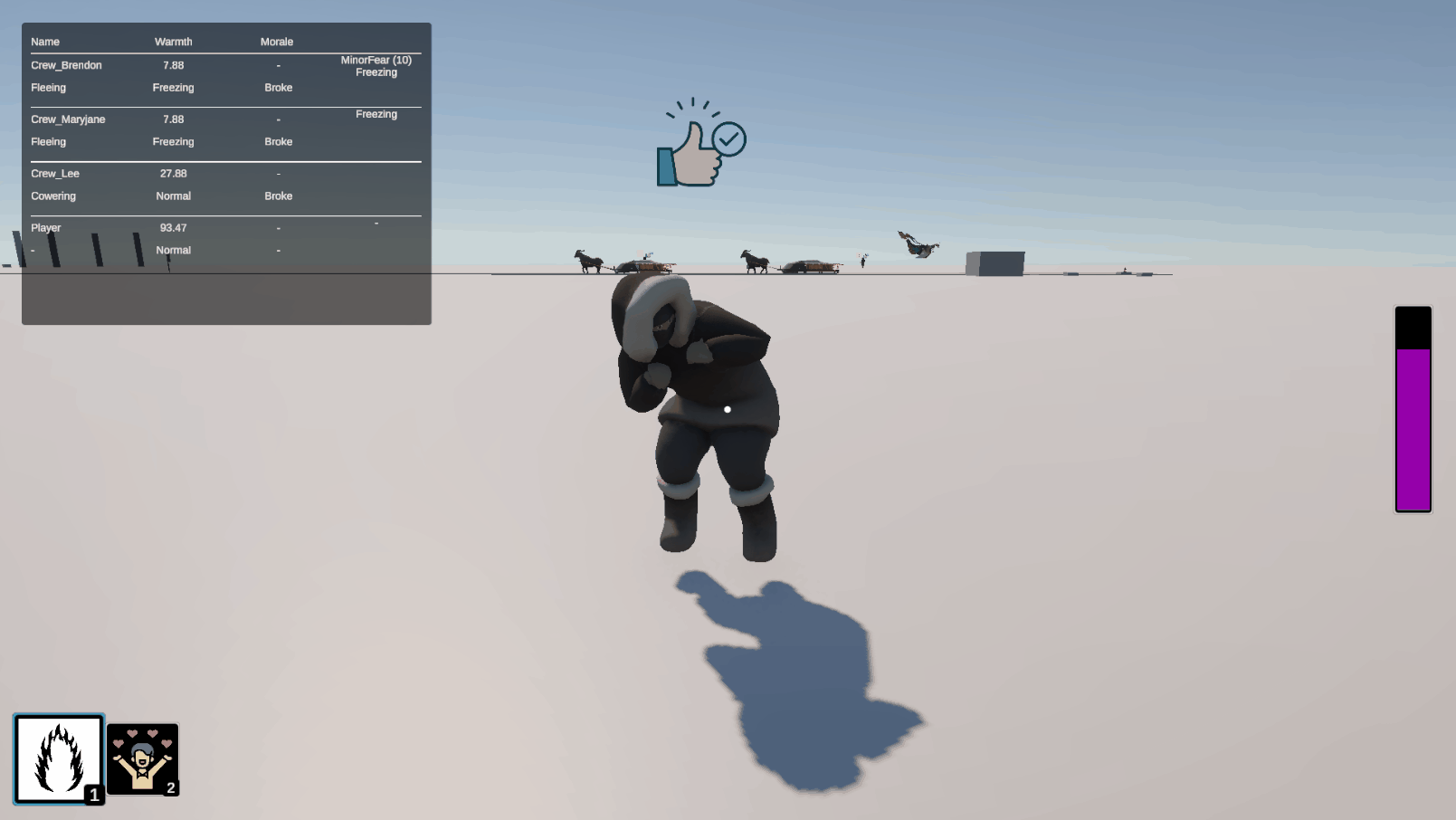 Gif showing the Crew being Soothed while cowering