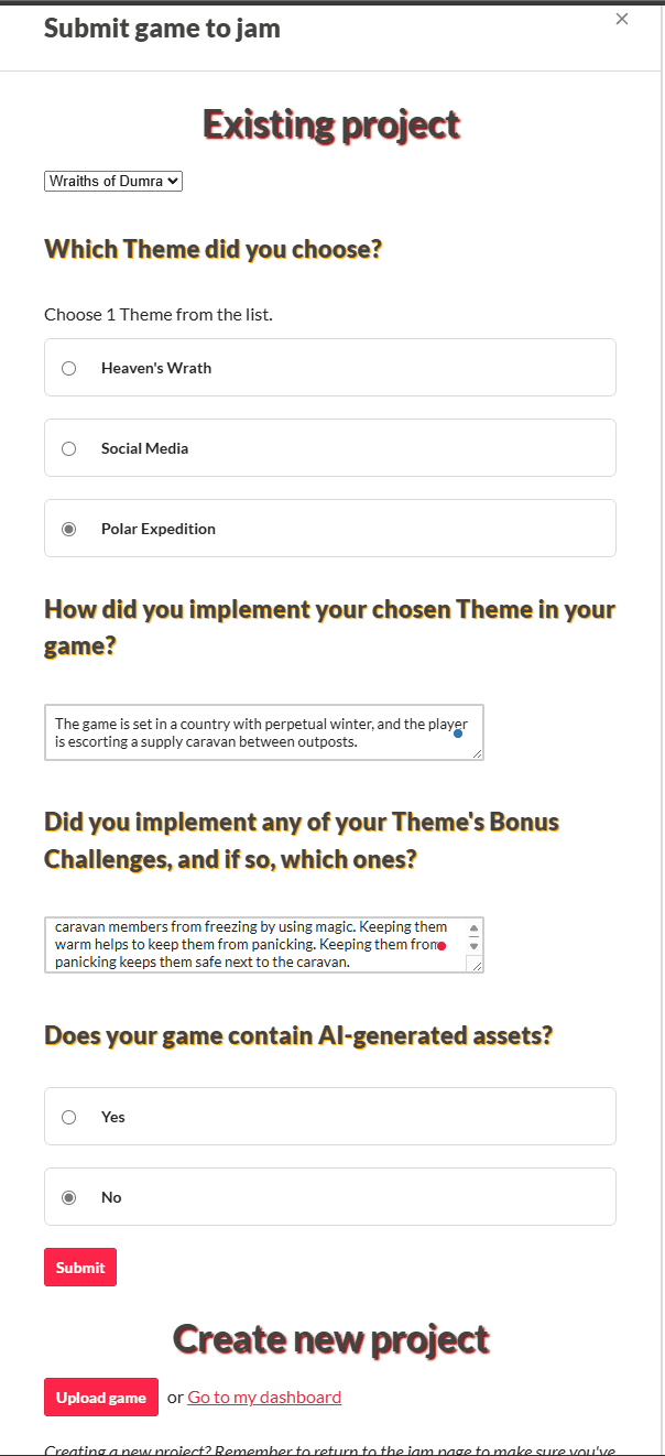 Gif of clicking the submit button for the game