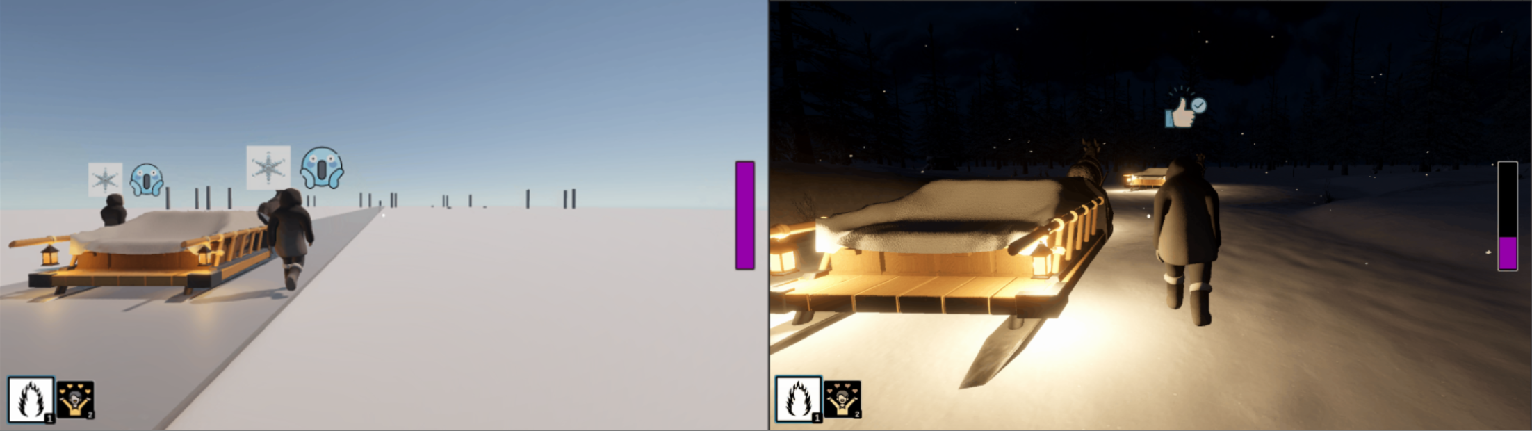 Comparison of the game before and after Terra added the atmosphere